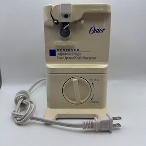 Oster Designer Can Opener Knife Sharpener Cream Adjustable Height Kitchen Tools